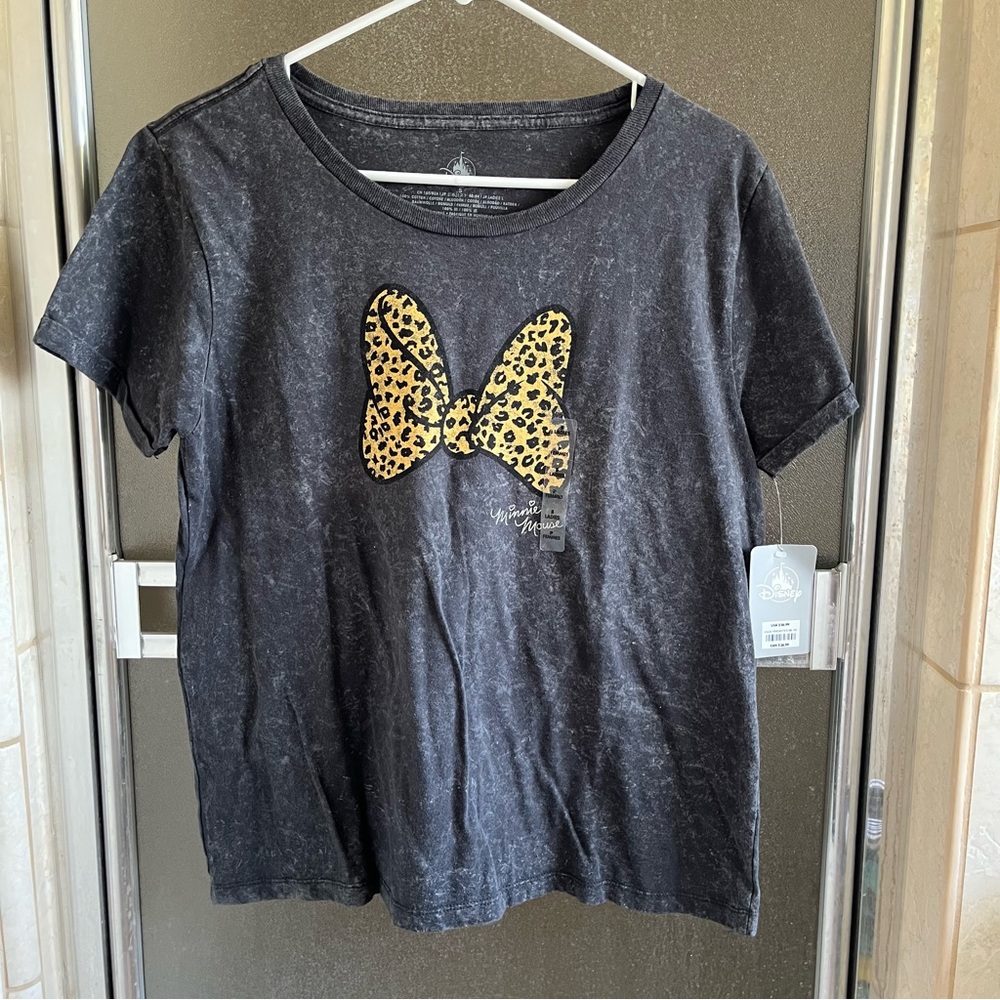 DISNEY LEOPARD PRINT MINNIE MOUSE BOW T SHIRT
